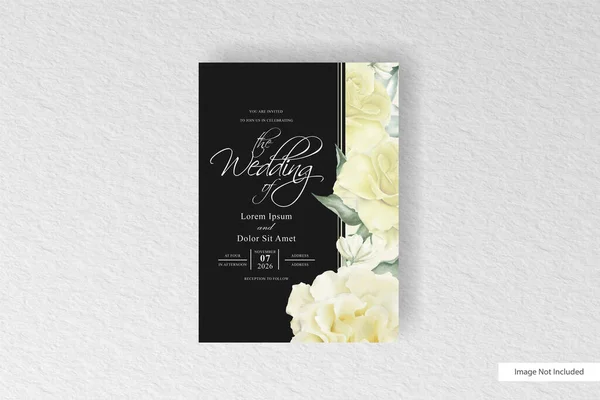 Minimalist Wedding Card Template Yellow Floral Watercolor Splash Concept — Stock Vector