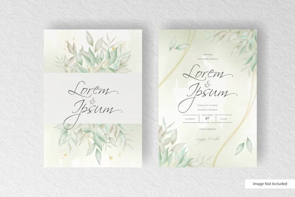 Watercolor Greenery Wedding Invitation Stationery — Stock Vector