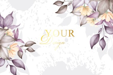 Düzenlenebilir yeşillik çiçek düzenlemesi ve suluboya arkaplan tasarımı