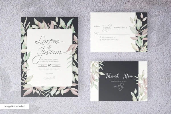 Watercolor Casamento Convite Papelaria — Vetor de Stock