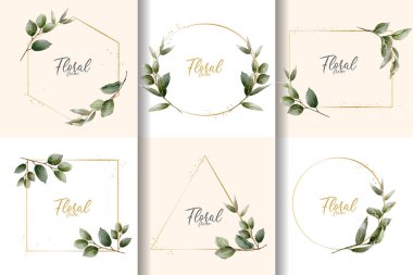 Zarif El çizimli Minimalist Suluboya Çiçek Çerçeve Koleksiyonu