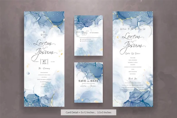 Conjunto Plantilla Tarjeta Invitación Boda Abstracta Con Diseño Pintura Arte — Archivo Imágenes Vectoriales