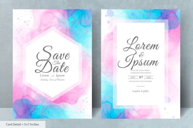 Soyut El Çizilmiş Sıvı Renkli Modern Düğün Davet Şablonu