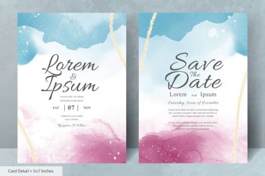 Soyut El Çizilmiş Sıvı Renkli Modern Düğün Davet Şablonu