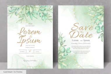 Suluboya El Yaprakları ile Güzel Düğün Davetiyesi Şablonu