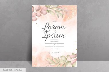 Suluboya El Yaprakları ile Güzel Düğün Davetiyesi Şablonu