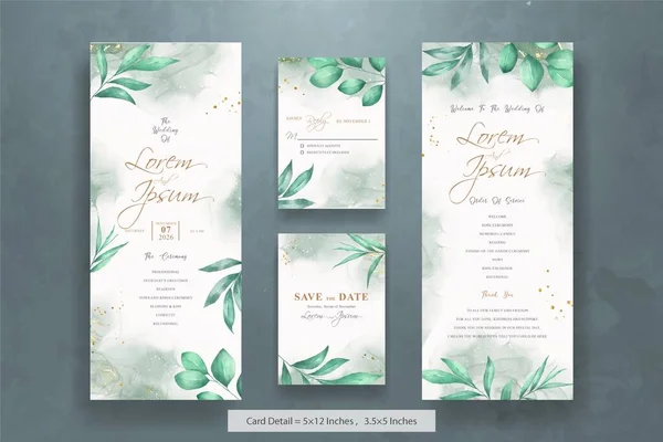 Minimalistyczny Akwarela Kwiatowy Wedding Cards Szablon Zaproszenia — Wektor stockowy