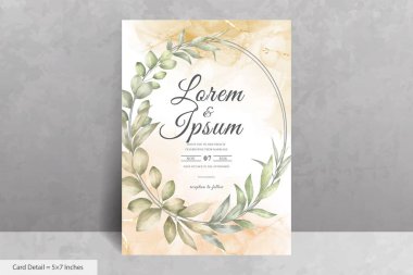 El Çizimi Suluboya Çiçek Çelengi Düğün Davetiyesi Şablonu