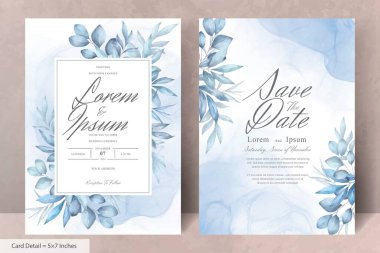 Seçkin Suluboya Düğün Davetiyesi Şablonu El Çizimi Çiçek Şablonu