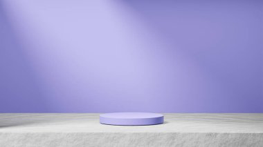 Çimentoda yalıtılmış bahar leylak podyumu, arka planda güneş ışınları ışığı, soluk kış bahar leylak arka planı, ürün değişimi