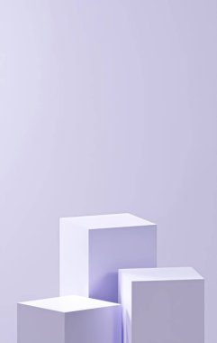 menekşe rengi arkaplan olarak, 3D biçimlendirme konsepti, üçlü menekşe küpü tabanı, menekşe rengi paleti