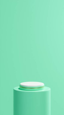 Altın şeritli izole edilmiş su altı podyumu yuvarlak akuamarin tüpü, su altı arka planı