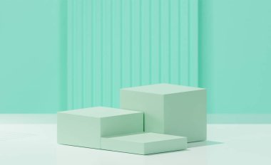 3D, Eton Blue ile 3 küp, aero mavi baz rengi ve soyulmuş aquamarine arkaplanı..