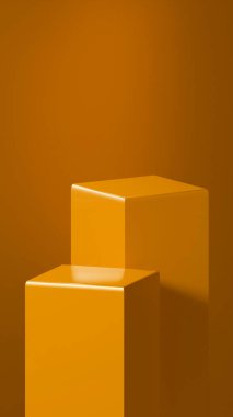 Bir çift Koyu Turuncu renkli sütun dikdörtgen şekilli ve yumuşak, kıvrımlı kenarlı olarak tasarlanmıştır.