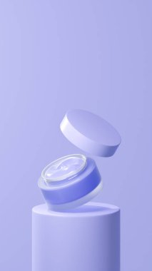 Muhteşem don renginde yalıtılmış yüzen ot kremi, tüp podyumda yüzen esrar kremi, açık kapaklı yüzen ot kremi