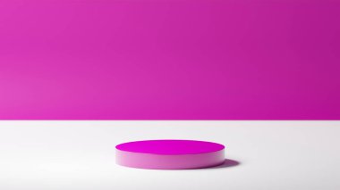İzole edilmiş fuşya, temel podyum, fuşya ve beyaz renk paleti arka plan olarak, ürün yerleştirme.