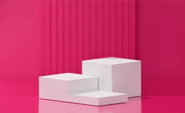 Beyaz renkli 3 küp, beyaz baz rengi, soyulmuş ahududu arkaplan, ahududu arkaplan