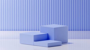 Cornflower renginde 3 küp, beyaz temel renk, soyulmuş Cornflower arkaplanı