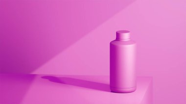 Ultra arkaplana yerleştirilmiş ultra renkli bir içki şişesi. Parlak renkli fotograf konsepti.