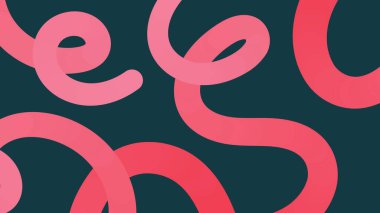 Pembe Şeftali gradyan renginde soyut sıvı çizgileri. Oyuncu kıvrımlı çizgiler. Patriot Blue renk arkaplanı