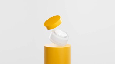 İzole edilmiş beyaz ot kremi, yangın tüpü podyumunda yüzen esrar kremi, ateş kapaklı yüzen ot kremi, beyaz arka plan.