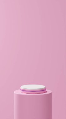 İzole edilmiş yuvarlak şampuan podyumu mor şeritli yer yuvarlak şampuan tüpü, şampuan arka planı