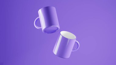 Orta Mor bir arka planda duble Mor yüzen kupa. parlak stüdyo ışıkları.