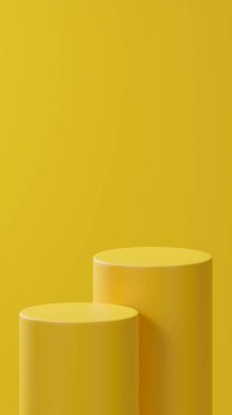 Gündoğumu Arkaplanı 'na yerleştirilmiş çift yatay podyum. Stüdyoda 2 podyumun fotoğrafı.