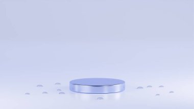 lavanta mavisi, lavanta mavisi bir podyum. Etrafında su damlaları olan lavanta mavisi bir arka plan.