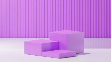 3 cubes on Heliotrope color, White base color, stripped Heliotrope background