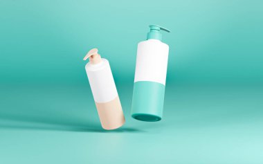 Büyük şişe losyonu ve küçük şişe losyonu.