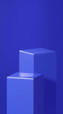 Bir çift Kobalt mavisi sütun dikdörtgen şekilli ve yumuşak, kıvrımlı kenarlı olarak tasarlanmıştır.