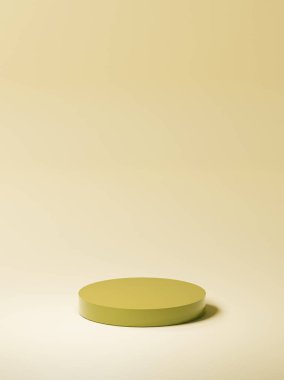 ürün oluşturma arkaplanı, turunçgil yuvarlak tahta, yumuşak sarı arkaplan, temel panonun pastel rengi