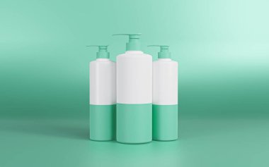 3 beyaz ve aqua inci pompa şişeleri, boş pompa şişeleri, aqua inci arka plan