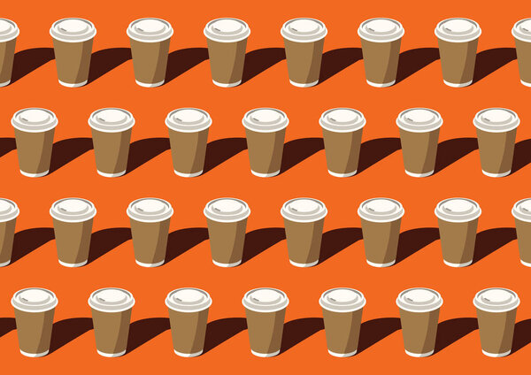 pattern geometric of coffee paper cup vector with Lava background. Coffee paper cup vector illustration.