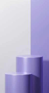 Yarı Beyaz ve Sütlü Lavanta arkaplan üzerine yerleştirilmiş sütlü lavanta renkli çift dikey podyumlar