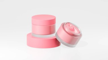 2 paket karpuz renkli krema şişeleri, karpuz podyumunda esrar kremi şişeleri, beyaz arka planda izole edilmiş açık tencere krema şişeleri.