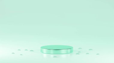 Ayrı aydınlık Alice renkli parlak podyum Alice açık renk arka planda, etrafında su damlaları var.