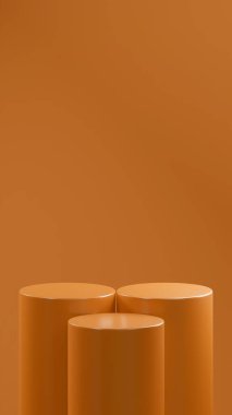 Citrus Patlaması arkaplanının önüne Citrus Patlaması renginde 3 podyum yerleştirildi. Önlerindeki 1 podyumdan 2 podyum daha yüksektir.