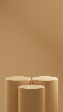 Dark Beech renginde 3 podyum Dark Beech arka planının önüne yerleştirildi. Önlerindeki 1 podyumdan 2 podyum daha yüksektir. Ürün yerleştirme için podyum