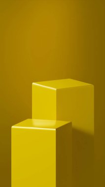 Bir çift Saffron renk sütunu dikdörtgen şekilli ve yumuşak, kıvrımlı kenarlı olarak tasarlanmıştır.