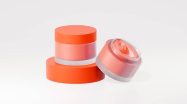 2 paket portakallı soda renkli krema şişeleri, portakallı soda podyumunda esrar kreması şişeleri, beyaz arka planda izole edilmiş ot kreması şişeleri.