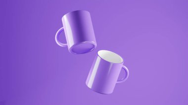 Daha açık mor bir arka planda duble açık mor yüzen kupalar. parlak stüdyo ışıkları