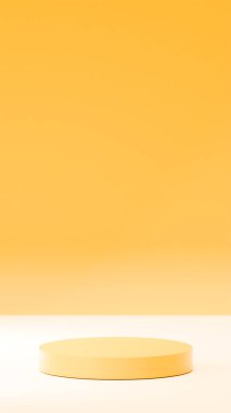 sarı bal rengi yuvarlak tahta, sarı ve beyaz arkaplan, temel tahtanın pastel rengi, ürün yerleştirme.