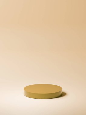 ürün oluşturma arkaplanı, hardal yuvarlak tahta, yumuşak hardal arkaplan, temel panonun pastel rengi