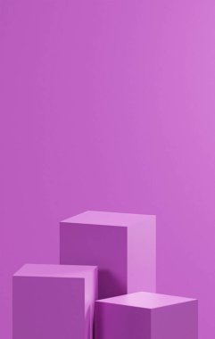 d oluşturulmuş nesneler, hafif orkide arkaplanı, üç orkide küpü tabanı, orkide renk paleti