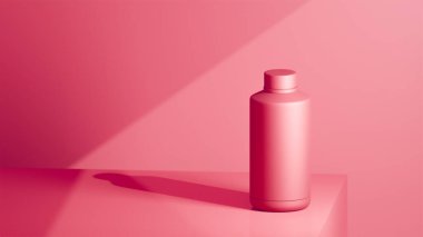 Punç renkli içki şişesi bir punç masasının üzerine yerleştirilmiş, yumruk arka planının önüne yerleştirilmiş, parlak renkli fotojenik fotoğraf konsepti