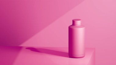 Balonlu sakız renkli içecek şişesi sakız masasının üzerine yerleştirilmiş, sakız arkaplanının önüne yerleştirilmiş, parlak renkli fotograf konsepti