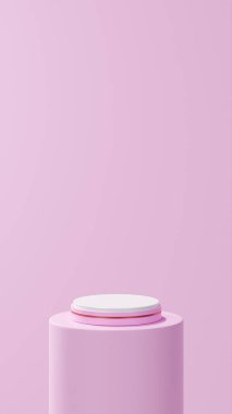 İzole edilmiş yuvarlak şampuan podyumu kırmızı şeritli yer yuvarlak şampuan tüpü, şampuan arka planı