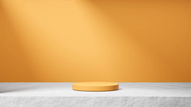 Çimentoda izole edilmiş yangın podyumu, arka planda güneş ışınları ışığı, yangın arka planı, ürün değişimi